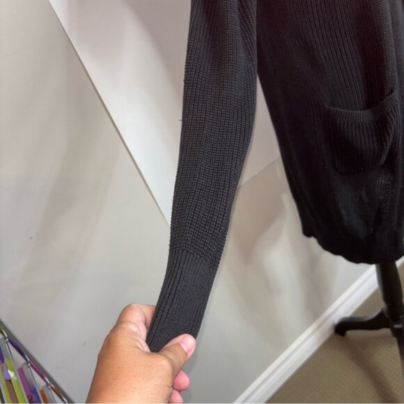 Soho Black Women's M Sweater Open Front Longline Cardigan Crisscross Back Pocket - Picture 7 of 12